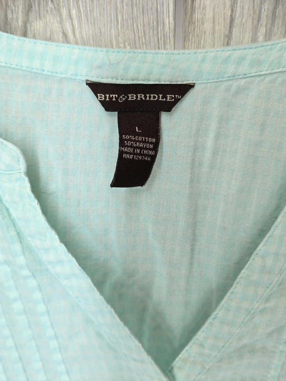 Bit & Bridle Mint Green Button-Front Tunic Blouse